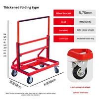 Carretilla de Plataforma Plegable de Acero con Puertas y Ventanas para Obras de Construcción y Compras - Carro de Maniobras Universal de Cuatro Ruedas Silencioso y Portátil