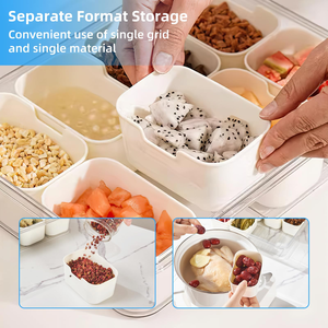 2026 Portable Stackable Plastic 8 Grid <b>Clear</b> Snack Box <b>Container</b> Food Storage Box Divided Serving Tray with Lid and Handle - Product Image 5
