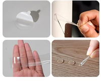 Points adhésifs nano acryliques transparents découpés à la main, amovibles, activés par l'eau, avec barre de poignée, à base d'adhésif thermofusible