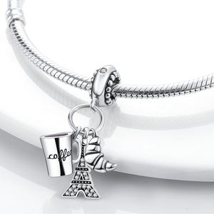 MULA 925 Silver Eiffel Tower Pendant Bead Original Travel <strong>Charms</strong> for Children's Bracelet Making Jewelry Gift with Zircon - Product Image 6