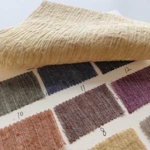 B5031コットンリネンメッシュクリンクル生地高級衣服素材無地染め固体パターン - Product Image 1