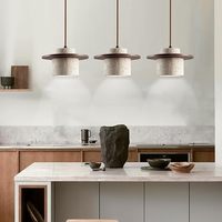 Lustre suspendu rétro en bois et pierre de travertin, lampe suspendue, éclairage chaleureux pour chambre à coucher