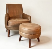 Fauteuil de salon d'hôtel moderne en tissu durable avec dossier haut et repose-pieds pour chambre à coucher