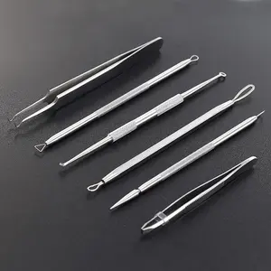 6 unids/set profesional Pimple Popping Kit-Juego de agujas de eliminación de espinillas acné Blackhead Extractor Tool Kit