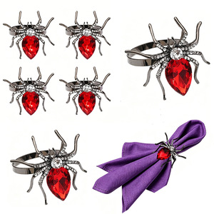 Vendita all'ingrosso di anelli decorativi a forma di <span class=keywords><strong>ragno</strong></span> <span class=keywords><strong>rosso</strong></span> per tovaglioli di Halloween nei ristoranti occidentali - Product Image 1