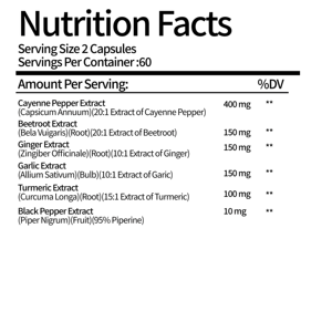 OEM kapsul cabai cabai ekstrak Super dengan jahe, bawang putih, kunyit, lada hitam, dukungan sistem imun & kardiovaskular - Product Image 2