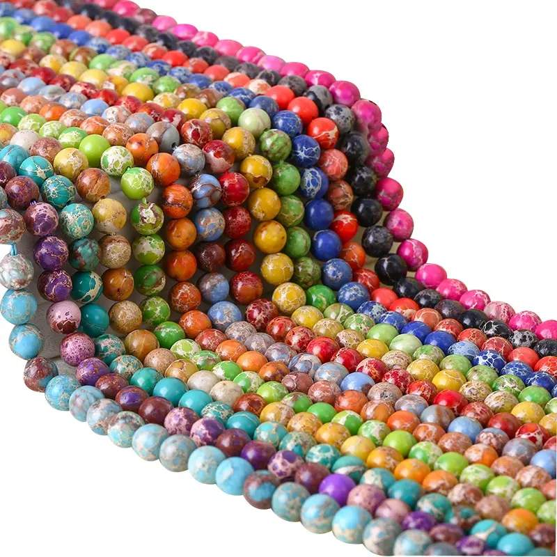 Fancy High Quality Natural Round Multi Color King Turquoise Gemstone Loose Beads for Jewelry Making