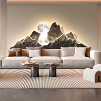 Salon canapé fond mur paysage Art décor à la maison peinture moderne luxe Led lueur cristal porcelaine peinture