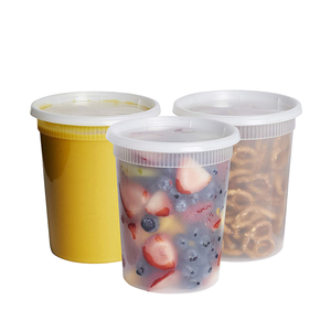 8 12 16 24 32 oz Tazas de sopa transparentes para microondas Contenedores de plástico de grado alimenticio con tapas para almacenamiento de alimentos Deli - Product Image 2