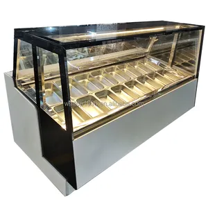 市販の16プレートジェラトアイスクリームディスプレイキャビネット110Vアイスキャンデー冷凍庫デザートショーケース