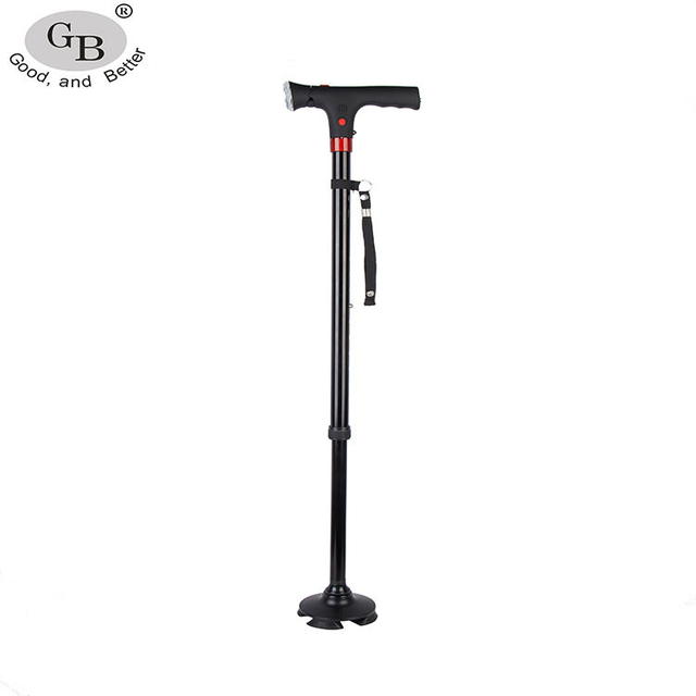Smart LED Light Walking Stick Adjustable Folding Cane with SOS Alarm for Emergency Use and Rehabilitation Therapy