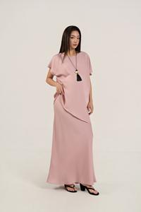 Faldas Midi Casuales Tejidas para Mujer, OEM/ODM, Elásticas, Estilo Sirena, Mezcla de Seda Satinada, Teñido Liso, Cintura Elástica, Corte Trompeta - Product Image 2