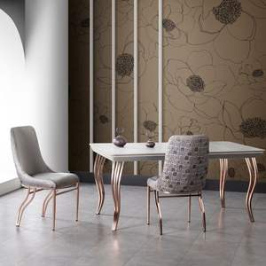 Mesa de Comedor Moderna Koza con Tapa de Mármol, Patas de Metal Rectangulares, Diseño Estable, Turquía, para Hogar, Hotel, Restaurante - Product Image 3