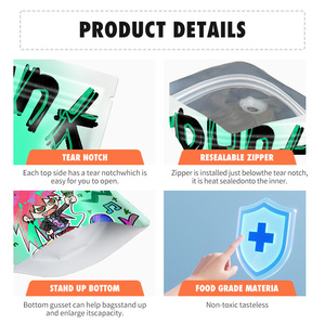 Tùy Chỉnh ống đồng in 3.5g Mylar tự đứng túi với notch mùi bằng chứng niêm phong <span class=keywords><strong>100</strong></span> micron Độ dày Holographic - Product Image 3