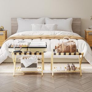 Étagère de support de <span class=keywords><strong>valise</strong></span> de <span class=keywords><strong>porte</strong></span>-bagages en bambou pliable de haute qualité <span class=keywords><strong>pour</strong></span> <span class=keywords><strong>chambre</strong></span> à coucher et <span class=keywords><strong>chambre</strong></span> d'amis d'hôtel - Product Image 3