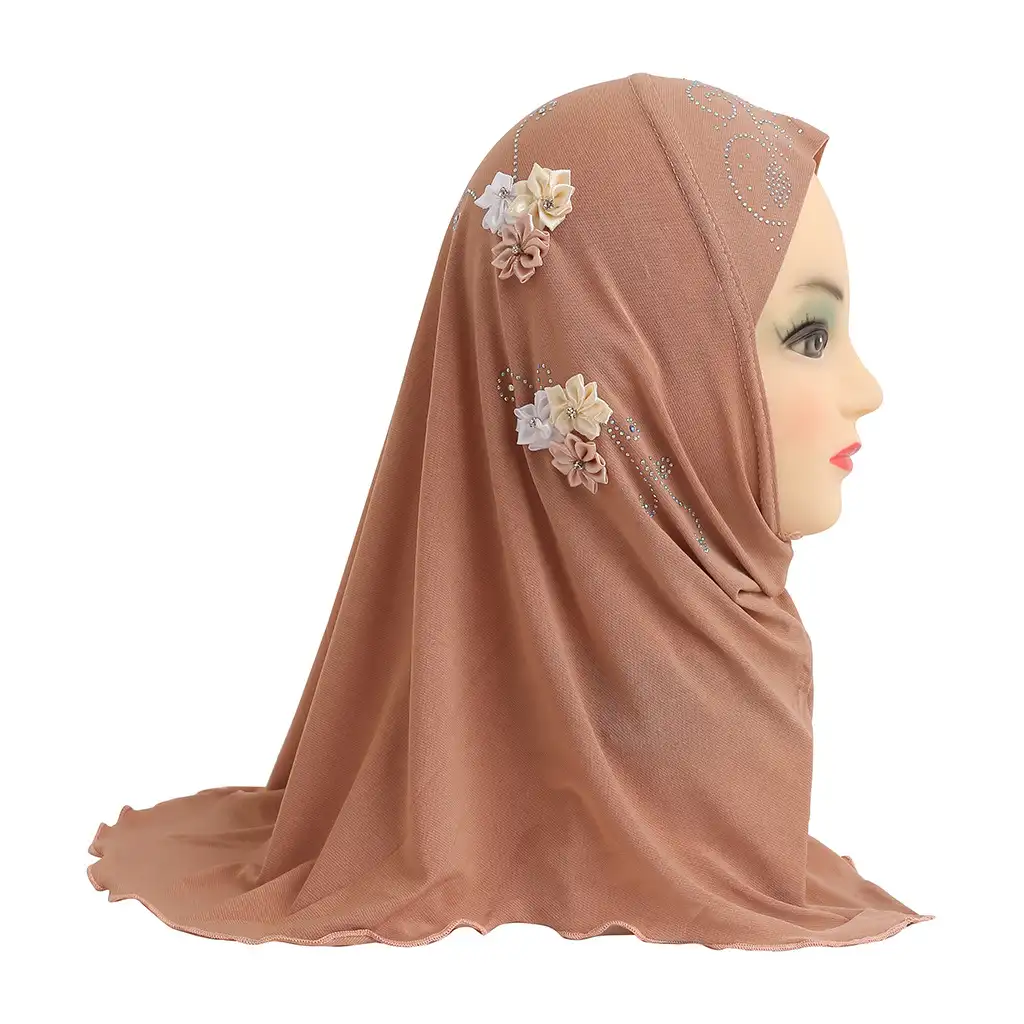 Hijab musulmán turco de una pieza para niños, bufanda para la cabeza para niñas, hijab Islámico