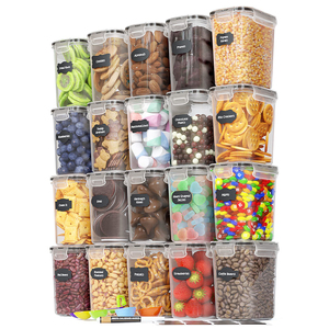 Eco-Friendly Airtight Food Storage Containers 24-Piece Set Square Design 0.8L-2.8L Sizes Plastic <b>Kitchen</b> <b>Pantry</b> Food - Product Image 1