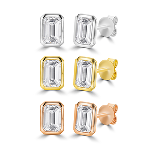 Starsfine Diamant Stud <b>Earring</b> Classic Style Fine jewelry Single Diamante Pendiente 14K Gold Lab Grown Diamond Bezel <b>Earrings</b> - Product Image 4