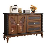 Armoire d'entrée en bois massif de style médiéval à double porte et 3 tiroirs, armoire décorative de style français pour restaurant, couleur assortie