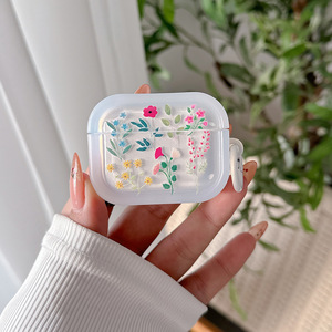 Pour Airpods 1 <span class=keywords><strong>2</strong></span> 3 <span class=keywords><strong>Pro</strong></span> <span class=keywords><strong>2</strong></span> 4 antichoc anti-rayures fleur imprimé doux Tpu Anti chute clair étuis de protection - Product Image 5