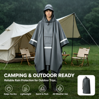 Poncho de pluie à bandes réfléchissantes, à capuche, pour forte pluie, multifonctionnel, élégant et polyvalent pour le camping, la pêche, les voyages