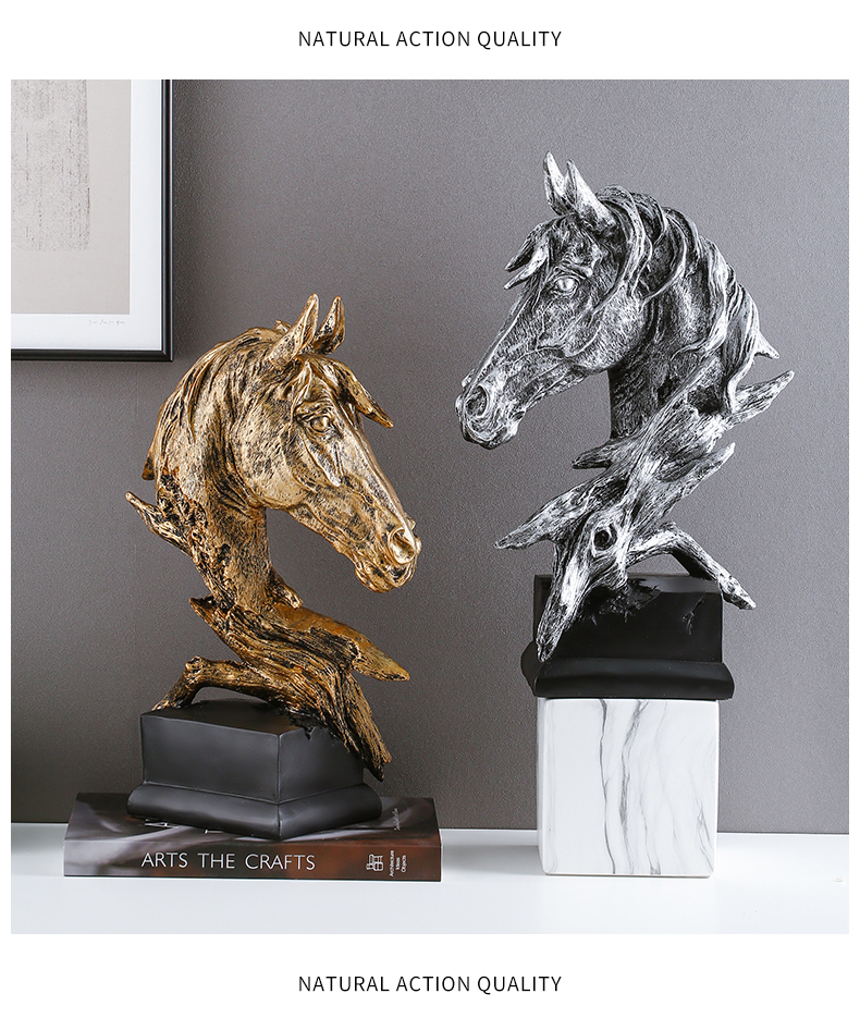 Hot selling retro home living room decoration art crafts horse head sculpture