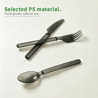 Lot de Couverts Jetables Épais en PS, Emballés Individuellement (Couteau, Fourchette, Cuillère) – Écologiques pour Boulangeries et Hôtels