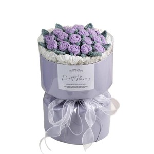 Ramo de Flores de Hilo de Rosa Burbuja Tejido a Crochet Hecho a Mano por Wowei, Regalo Creativo para Cumpleaños, Boda, San Valentín - Product Image 6