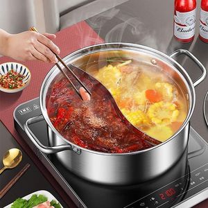 Marmite à fondue Yuan Yang en acier inoxydable, grande capacité 2,1L-4L, marmite de cuisson domestique à double fond - Product Image 1