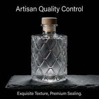 Diffuseur de parfum en verre taillé texturé de luxe, personnalisable (impression sérigraphique/estampage à chaud) pour flacons premium 50ml 30ml