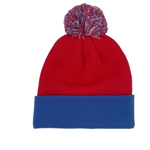 Chapeau d'hiver personnalisé de luxe pour hommes et femmes, <span class=keywords><strong>bonnet</strong></span> en tricot bicolore, broderie 3D, <span class=keywords><strong>pompon</strong></span>, logo personnalisé, plage et affaires - Product Image 1
