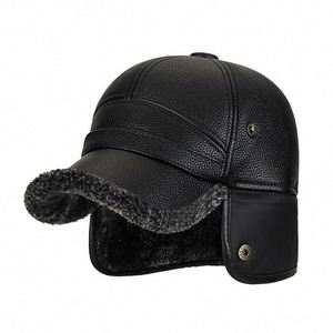 Chapeau d'hiver pour homme, papa, grand-père, en cuir PU épais et chaud, avec protection pour les oreilles - Product Image 3