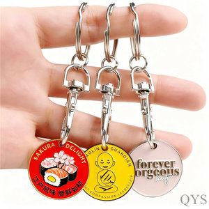 QYS <b>Custom</b> Round Zinc Alloy Carabiner Keychain With Silk Screen Printing For Souvenir Fashion Trend - Product Image 1