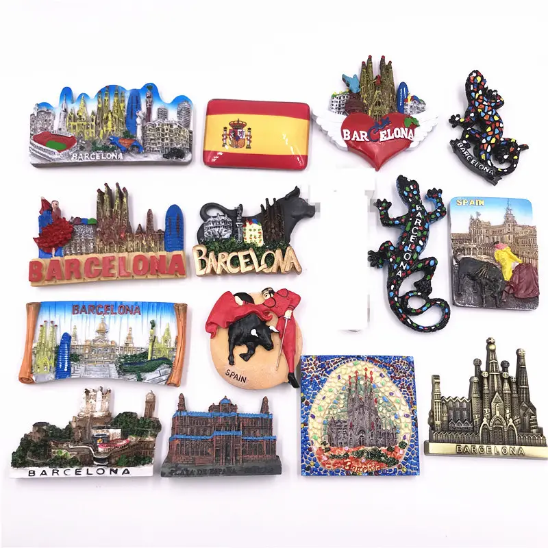 यात्रा स्मृति चिन्ह गौदी साग्रादा प्रसिद्ध कैथेड्रल बार्सिलोना बार्सिलोना रेसिन रेफ्रिजरेटर प्रचार फ्रिज मैग्नेट