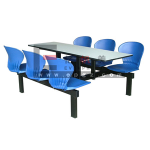 Muebles de <span class=keywords><strong>Comedor</strong></span> <span class=keywords><strong>para</strong></span> Cantina Escolar, <span class=keywords><strong>Mesa</strong></span> de Plástico con Estructura Metálica y Banco Combinado <span class=keywords><strong>para</strong></span> Cafetería - Product Image 5