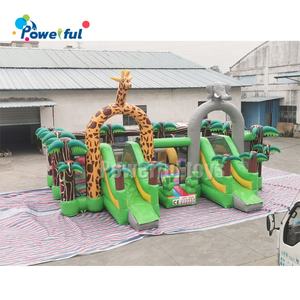 <span class=keywords><strong>Location</strong></span> gonflable commerciale de château plein d'entrain de <span class=keywords><strong>maison</strong></span> de rebond de terrain de jeu de zoo de PVC avec la glissière et le ventilateur - Product Image 3