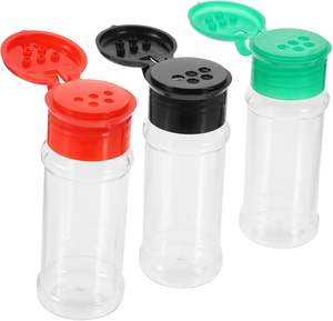 Envase de Especias de Plástico de 100 ml, Botella para Condimentos de Barbacoa con Tapa Abatible, Frascos de Especias de Plástico Transparente Negro Mate - Product Image 1