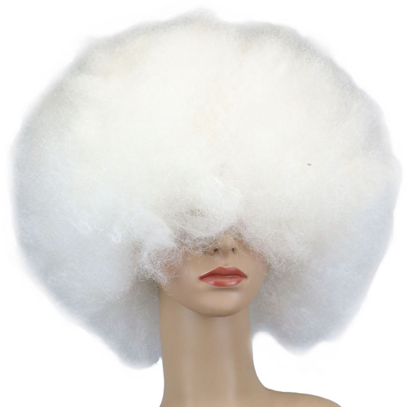 Peluca Afro Blanca De Los 70 Para Hombre, Disfraz De Halloween Y Cosplay, Fibra Sintética De Alta Temperatura