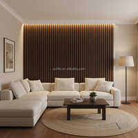 Revêtement mural intérieur WPC, panneau rainuré à grain de bois, écologique, imperméable, pour villa, hôtel, mur de fond de télévision, vente en gros