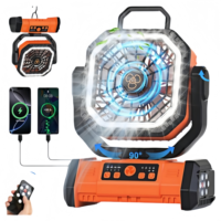 Ventilateur de table électrique rechargeable, portable, ventilateur de camping, F26, lumière LED, batterie externe 20000mAh, oscillant pour voiture/camping-car