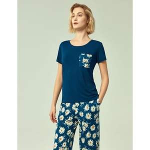 Conjunto de Pijama Suave Personalizado para Mujer, Manga Corta, Estampado, Ropa de Dormir de Viscosa y Bambú, Ropa de Casa para Mujer - Product Image 2