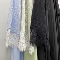 Abaya élégante en dentelle OEM ODM pour femmes musulmanes, abaya en tissu Nida avec manches en dentelle, ensemble complet avec hijab en mousseline douce (1485)