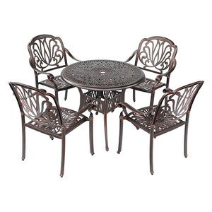Aluminum <b>Outdoor</b> <b>Round</b> <b>Table</b> And Chairs Set Durable Traditional Design For Waiting Areas Cafes Restaurants Hotels - Product Image 1