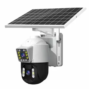 كاميرا بالطاقة الشمسية 4G للبيع بالجملة بسعر المصنع عدسة مزدوجة V360 مقاومة للمواقف الخارجية وبطاقة SIM كاميرا العناية الذكية بالمنزل استهلاك منخفض للطاقة