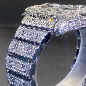 미스폭스 남성용 쿼츠 시계 유럽 미국 힙합 아이스 썬다이얼 지르콘 인레이드 사각형 풀 다이아몬드 메탈 아크릴 방수 - Product Image 4