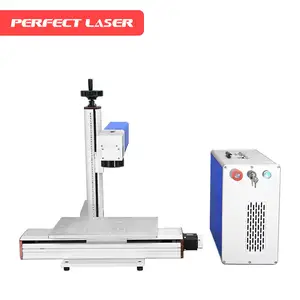 Laser perfeito 20/30/50 Watts Fibra dividida Marcador a laser Sistemas de gravação Tutorial Motorizado Eixo X para Máquina de Marcação de Teclado