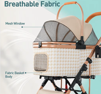 Poussette pour animaux de compagnie réglable, pliable, 4 roues, légère, chariot pour animaux de compagnie, porte-animaux en maille respirante pour petits chiens, chats, lapins