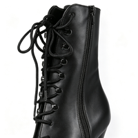 Bottines de pole dance en PU à talon haut de 23 cm, bout ouvert, plateforme épaisse, lacets réglables, fermeture éclair latérale, finition miroir mat