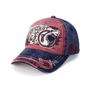 Gorra de béisbol de 6 paneles, 100% algodón twill, personalizada, deportiva, con parche de sol, logotipo de tela, efecto desgastado, lavado Shark - Product Image 2
