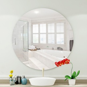 Oval <b>Self</b> <b>Adhesive</b> Wall Mounted <b>Mirror</b> For <b>Bathroom</b> Round Glass Modern Design Durable Ultra Clear Surface - Product Image 1